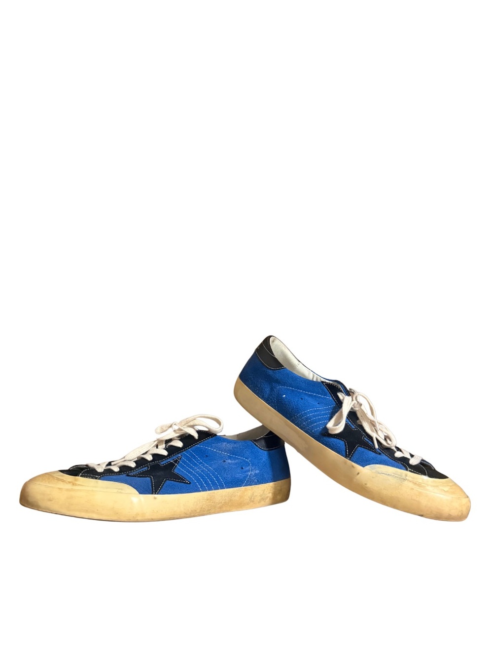 Golden Goose Men’s Super-Star Low-Top Sneakers (Blue suede, 47EU/14US)